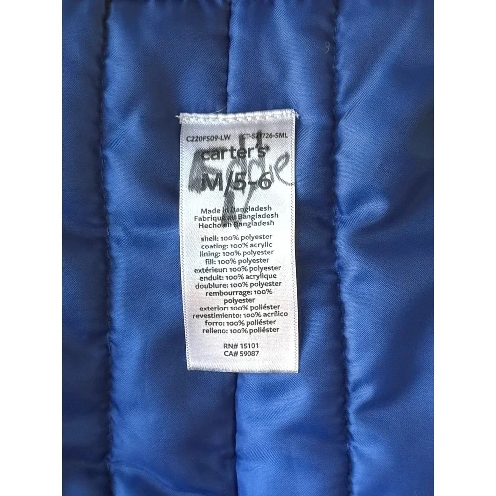 Carter's kids Size M 5-6 Blue Black Bib Ski Snow Pants Polka Dot Adjustable